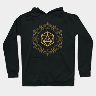 Polyhedral D20 Dice Monogram Bronze Tabletop RPG Hoodie